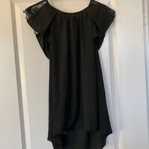 Anthropologie Black Lace-Sleeved Top, XL